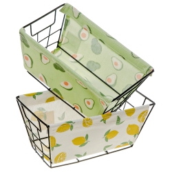 MAISON CONCEPTS Storage Wire Caddy And Cloth Food Print - Set Of 2