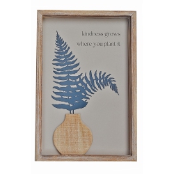 MAISON CONCEPTS Framed Wooden Wall Sign With 3D Vase Kindness Grows