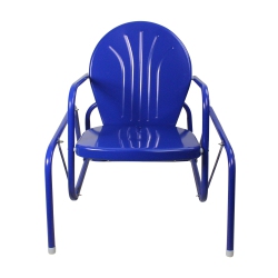 NORTHLIGHT Outdoor Retro Metal Tulip Glider Patio Chair In Blue