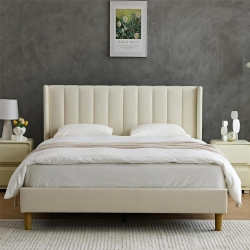 MINIMALIST Luxurious Upholstered Platform Bed Frame, Velvet Fabric Covered Headboard/queen Size