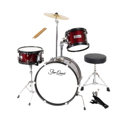 STARQUEST Junior 3-Piece Drum Set – Premium Metallic Wine Finish With Bass, Snare, Tom And Crash Cymbal – Perfect for Junior Drummers And Beginners