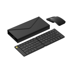 NIERBO Portable Keyboard And Mouse Combo Wireless, Ultra-Thin Foldable Keyboard, Sliding Mouse And Protective Case, for Tablet, Smartphone, Laptop