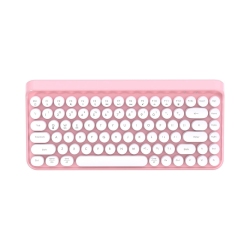 NIERBO Portable Bluetooth Colorful Computer Keyboards, Wireless Mini Compact Retro Typewriter Flexible 84 Keys Design Keyboard, Pink In White