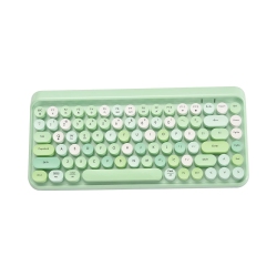 NIERBO Portable Bluetooth Colorful Computer Keyboards, Wireless Mini Compact Retro Typewriter Flexible 84 Keys Design Keyboard, Green-Colorful