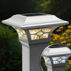 CLASSY CAPS Kingston Dual Lighted Solar Post Cap Slz332W (2 Pk) In White