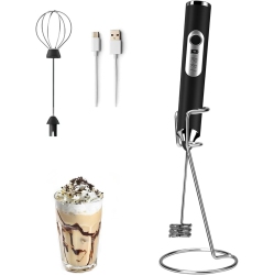 NONE Electric Milk Frother Handheld \w 2 Stainless Whisks 3 Adjustable Speeds, Mousseur À Lait Electric Whisk Foam Maker for Cappuccino, Latte