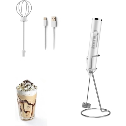 NONE Electric Milk Frother Handheld \w 2 Stainless Whisks 3 Adjustable Speeds, Mousseur À Lait Electric Whisk Foam Maker for Cappuccino, Latte, Coffee