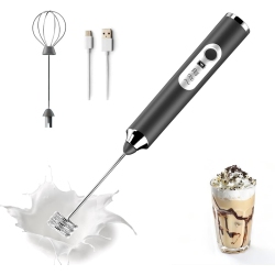 NONE Electric Milk Frother Handheld \w 2 Stainless Whisks 3 Adjustable Speeds, Mousseur À Lait Electric Whisk Foam Maker for Cappuccino, Latte, Coffee