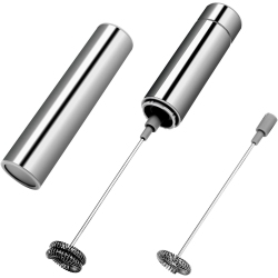 NONE Handheld Milk Frother, Foam Maker, Battery Operated Electric Foam Maker, Portable Drink Mixer \w 2 Stainless Steel Whisk for Cappuccino