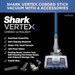 SHARK - Hz2002 Vertex Ultralight Corded Stick Duoclean Powerfins & Self-Cleaning Brushroll