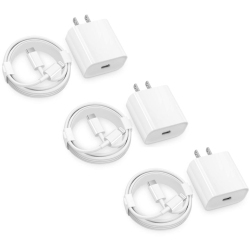 GENERIC [3 Pack] Apple Iphone 20W USB-C Wall Block Charger Lightning Connector Fast Charge | Compatible \w Iphone 14, 13, 12, 11 Pro Max, Xr, Xs