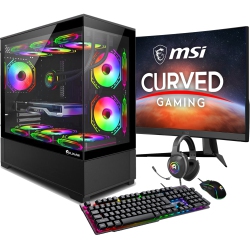 HAJAAN Liquid Cooled Gaming PC - Msi 27" Curved Gaming Monitor (Rtx 5070 12GB, Intel Core I7-13700F, 32GB Ddr4 Ram, 1Tb Nvme, Wifi 6, Bluetooth