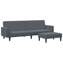 VIDAXL 2-Seater Sofa Bed With Footstool Dark Velvet In Grey