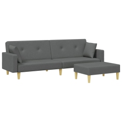 VIDAXL 2-Seater Sofa Bed With Footstool Dark Fabric In Grey