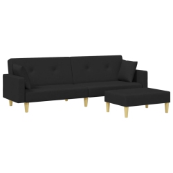 VIDAXL 2-Seater Sofa Bed With Footstool Fabric In Black