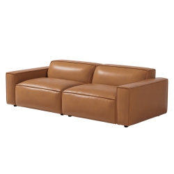 VALENCIA Nathan Aniline Nappa 11000 Top-Grain Leather Modular Caramel Loveseats Sofa In Brown