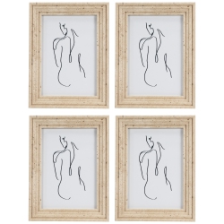 NORTHLIGHT Natural Ribbed Picture Frames for 5" X 7" Photo - Set Of 4