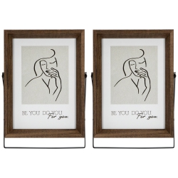 NORTHLIGHT Wooden Picture Frames With Display Stand - for 5" X 7" Photo - Set Of 2