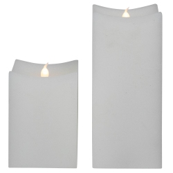 NORTHLIGHT Led Flickering Flameless Wax Rectangular Candles - 8" - - Set Of 2 In White