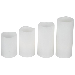 NORTHLIGHT Led Flameless Flickering Solid Wax Pillar Candles - 7" - - Set Of 4 In White