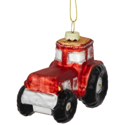 NORTHLIGHT Tractor Glass Christmas Ornament - 3.5" - And Gold In Red