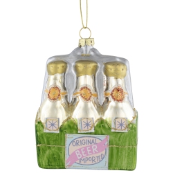 NORTHLIGHT 4.25" Imported Beer Six Pack Glass Christmas Hanging Ornament