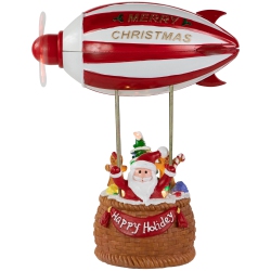 NORTHLIGHT Musical And Animated Blimp And Santa Christmas Decoration - 8.5" - And White In Red