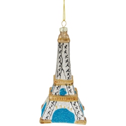 NORTHLIGHT 4.75" Eiffel Tower Glittered Christmas Glass Hanging Ornament In Silver