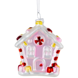 NORTHLIGHT 3.25" Candy House Glass Christmas Ornament In Pink