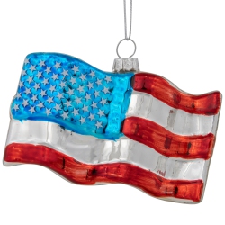 NORTHLIGHT 4" American Flag Glass Christmas Ornament