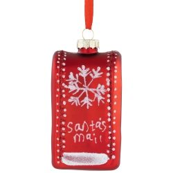 NORTHLIGHT Santa's Mailbox Glass Christmas Ornament - 4" - In Red
