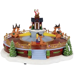 NORTHLIGHT Animated And Musical Rockin' Reindeer Ride Led Lighted Christmas Village Display - 12