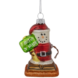 NORTHLIGHT Smore "i Believe In Santa" Glass Christmas Ornament - 3.5" - In Red