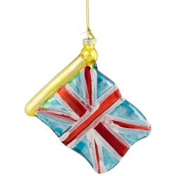 NORTHLIGHT 3.5" Union Jack Flag Glass Christmas Ornament