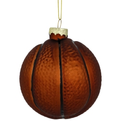 NORTHLIGHT Basketball Glass Christmas Hanging Ornament - 3.5" - And Black In Orange