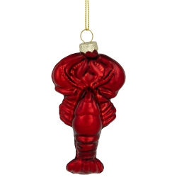 NORTHLIGHT Shiny Lobster Glass Christmas Hanging Ornament - 3.5" - Dark In Red