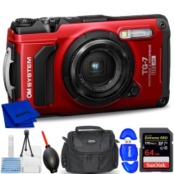 OLYMPUS Om System Tough Tg-7 Digital Camera (Red) V110030Ru000 - 7PC Accessory Bundle