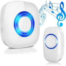 NONE Wireless Doorbell Chime Kits \w 1 Transmitter+1 Receiver, Operating At 1300-Ft Range 58 Ringtones 5 Volume Levels & Led Flash, Door Bell for Home