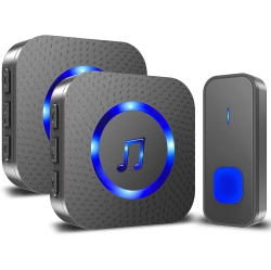 NONE Wireless Doorbell Battery Operated Button 2 Plugin Receivers 1300Ft Remote Range Waterproof Door Bell Kits \w 55 Chimes 5 Volume Level Flash Led
