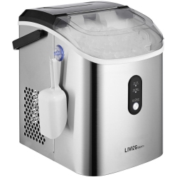 LIVINGBASICS Ice Maker Countertop for Home Office Bar Party, Self-Cleaning Portable Ice Maker Machine With 1.1L Water Tank, Ice Bags And Ice Scoop