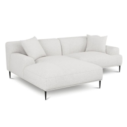 VALENCIA Kotor Modern Fabric Left Chaise Sofa In White