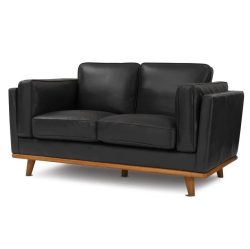 VALENCIA Artisan Leather Loveseat In Black