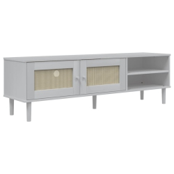 VIDAXL Tv Cabinet Senja Rattan Look 158X40X49Cm Solid Wood Pine In White