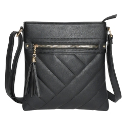 NICCI Ladies' Crossbody Bag With Quilt Design In Black
