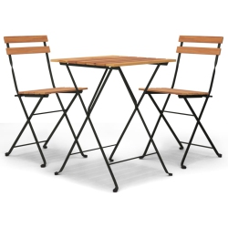 VIDAXL 3 Piece Folding Bistro Set Solid Wood Teak And Steel