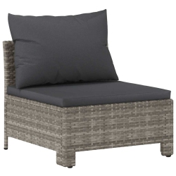 VIDAXL Garden Middle Sofa With Cushion Poly Rattan In Grey