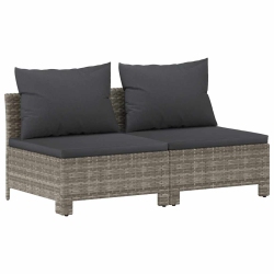 VIDAXL 2-Seater Garden Sofa With Cushions Poly Rattan In Grey