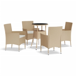 VIDAXL 5 Piece Garden Bistro Set With Cushions Poly Rattan In Beige