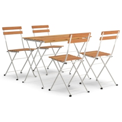 VIDAXL 5 Piece Folding Bistro Set Solid Wood Acacia And Steel