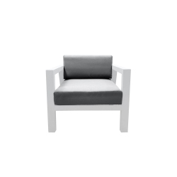CIEUX Corsica Outdoor Patio Aluminum Metal Club Chair In With Sunbrella Cushions (Canvas Charcoal) In White
